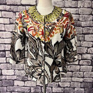 Chico's Multicolored Fully Lined 3/4 Sleeve Jacket Size M